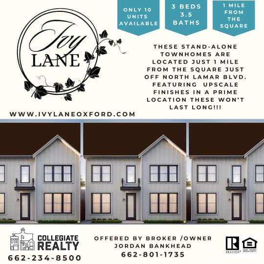 Ivy Lane promo - Only 10 units, 3 beds 3.5 baths, 1 mile from campus